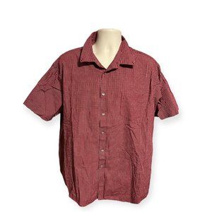 Van Heusen Red White Checkered Button Down Short Sleeve Polo XXL